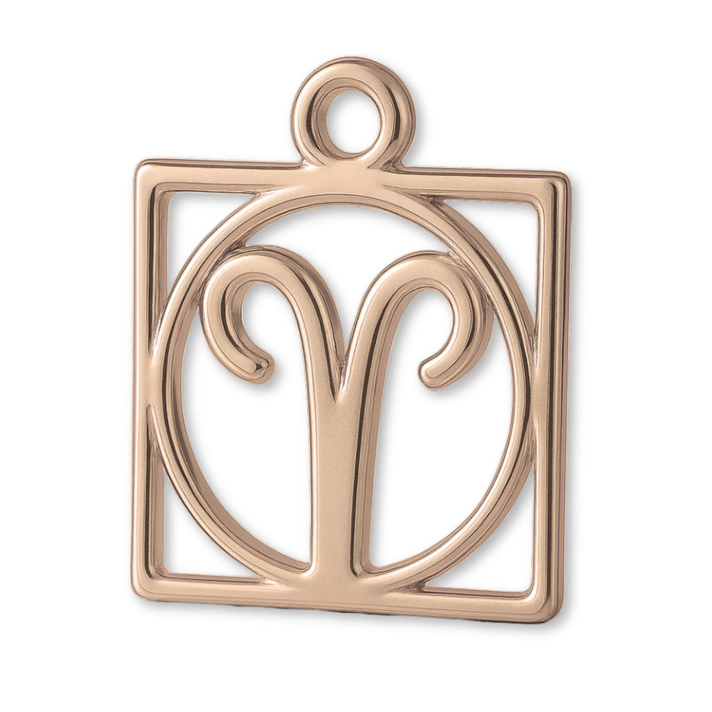 18ct Rose Gold - Aries Zodiac Square Charm