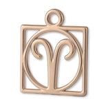 18ct Rose Gold - Aries Zodiac Square Charm