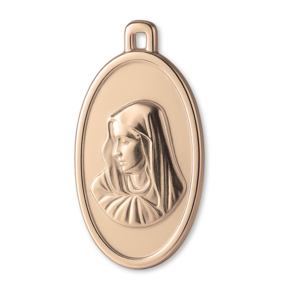 9ct Rose Gold - Oval Virgin Mary Amulet Charm