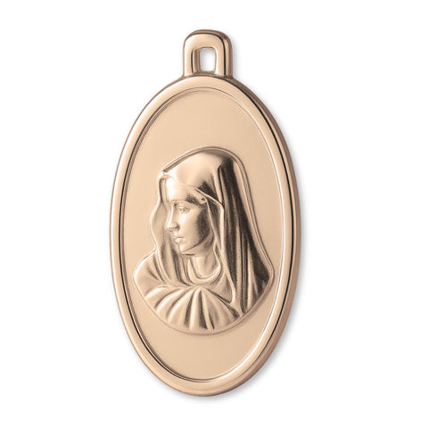 9ct Rose Gold - Oval Virgin Mary Amulet Charm