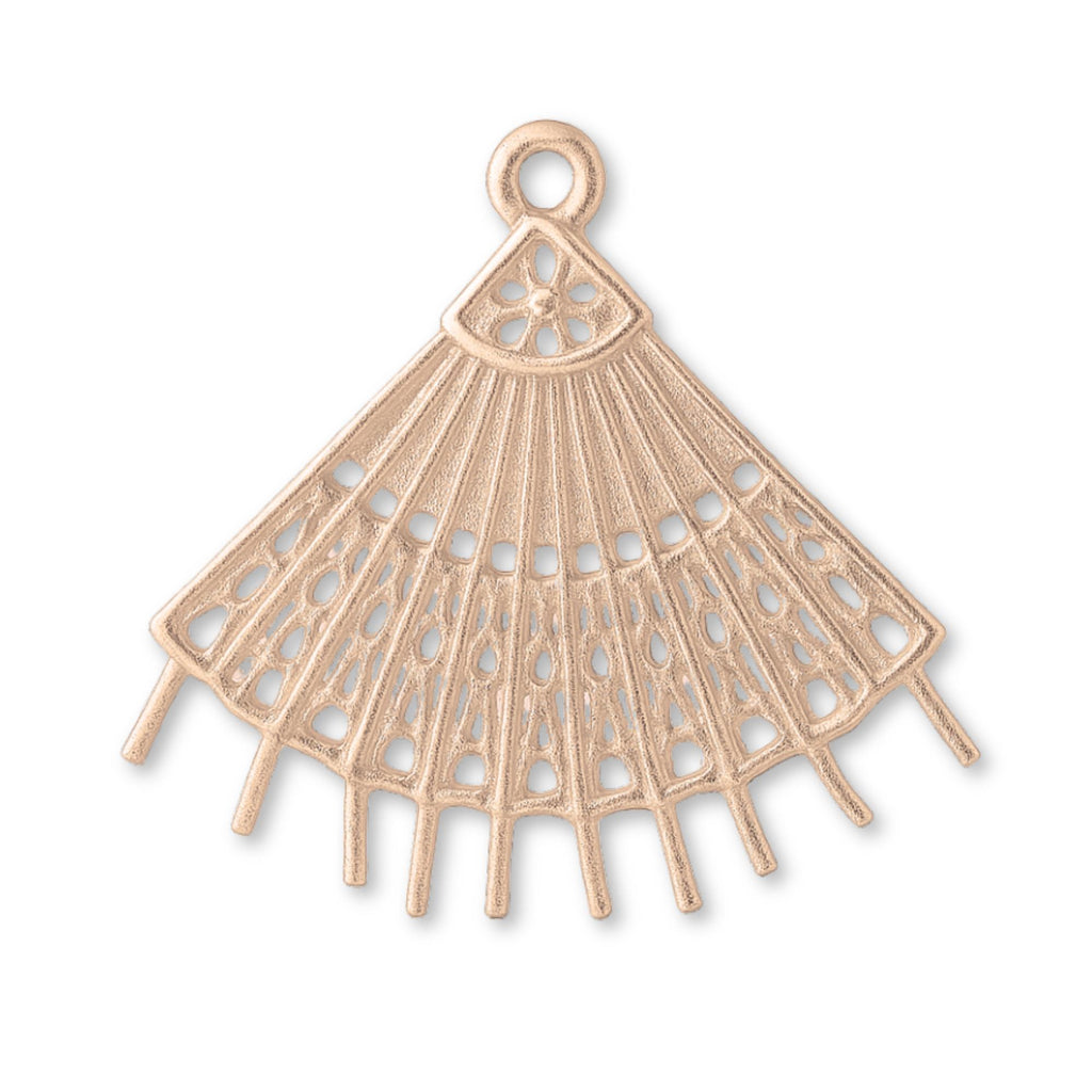 18ct Rose Gold - Handheld Lace Fan Charm