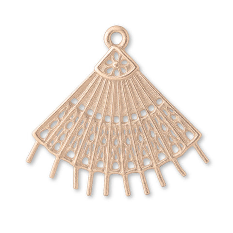 18ct Rose Gold - Handheld Lace Fan Charm