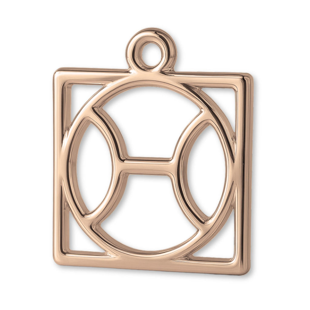 18ct Rose Gold - Pisces Zodiac Square Charm