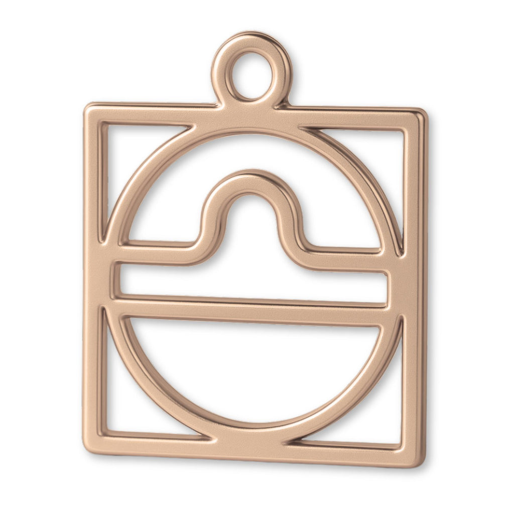 9ct Rose Gold - Libra Zodiac Square Charm