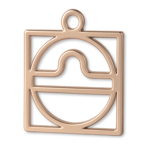 9ct Rose Gold - Libra Zodiac Square Charm