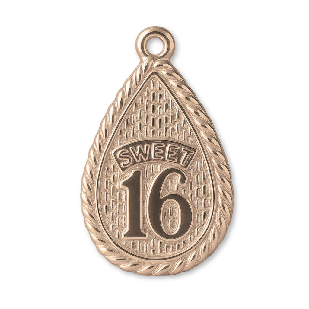 18ct Rose Gold - Sweet 16 Droplet Charm
