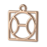 9ct Rose Gold - Pisces Zodiac Square Charm