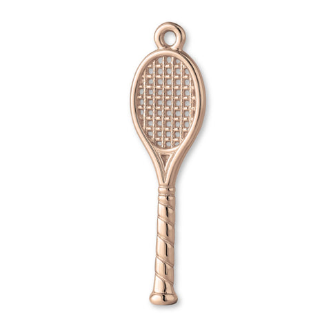 9ct Rose Gold - Open Weave Tennis Racket Charm
