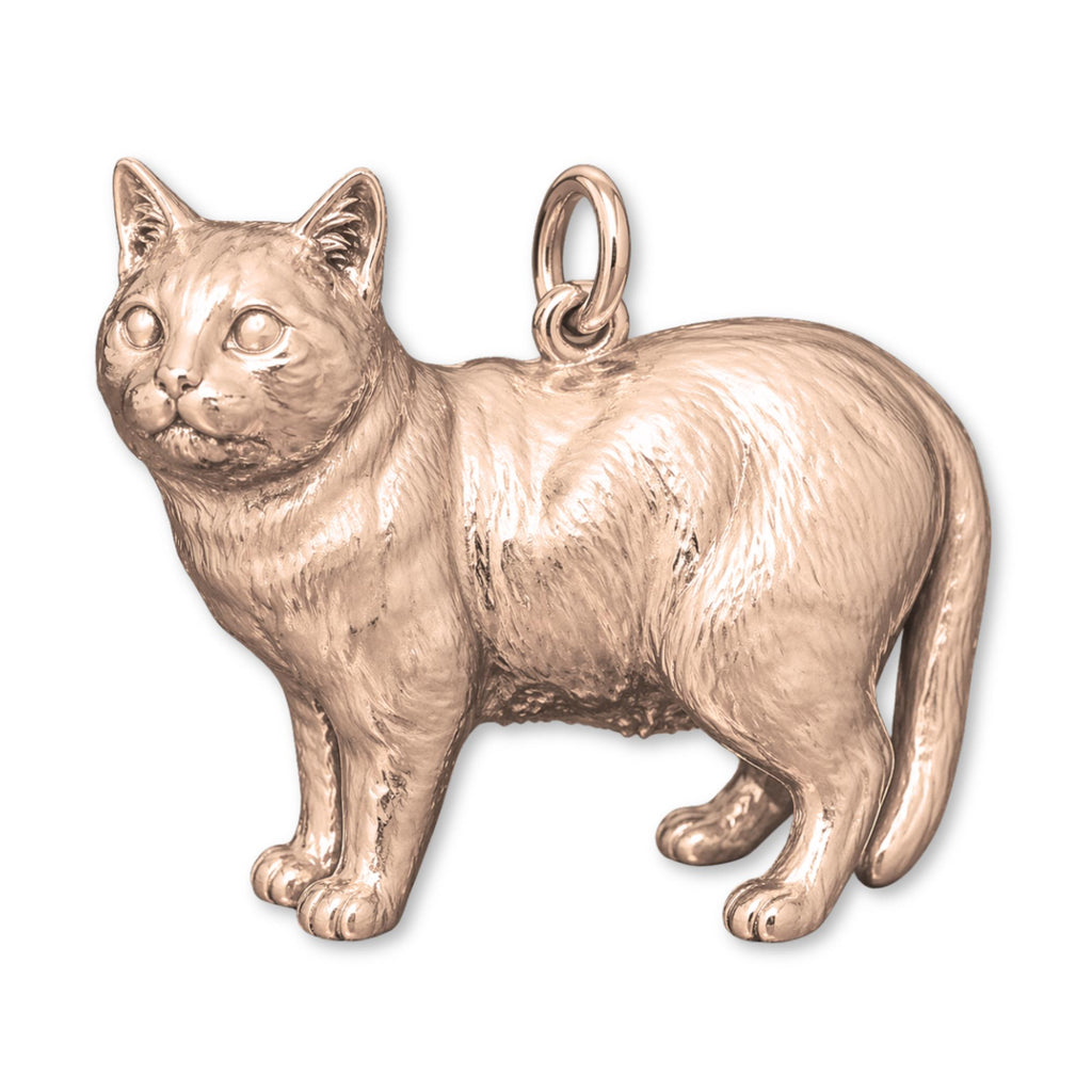 9ct Rose Gold - Manx Cat Charm