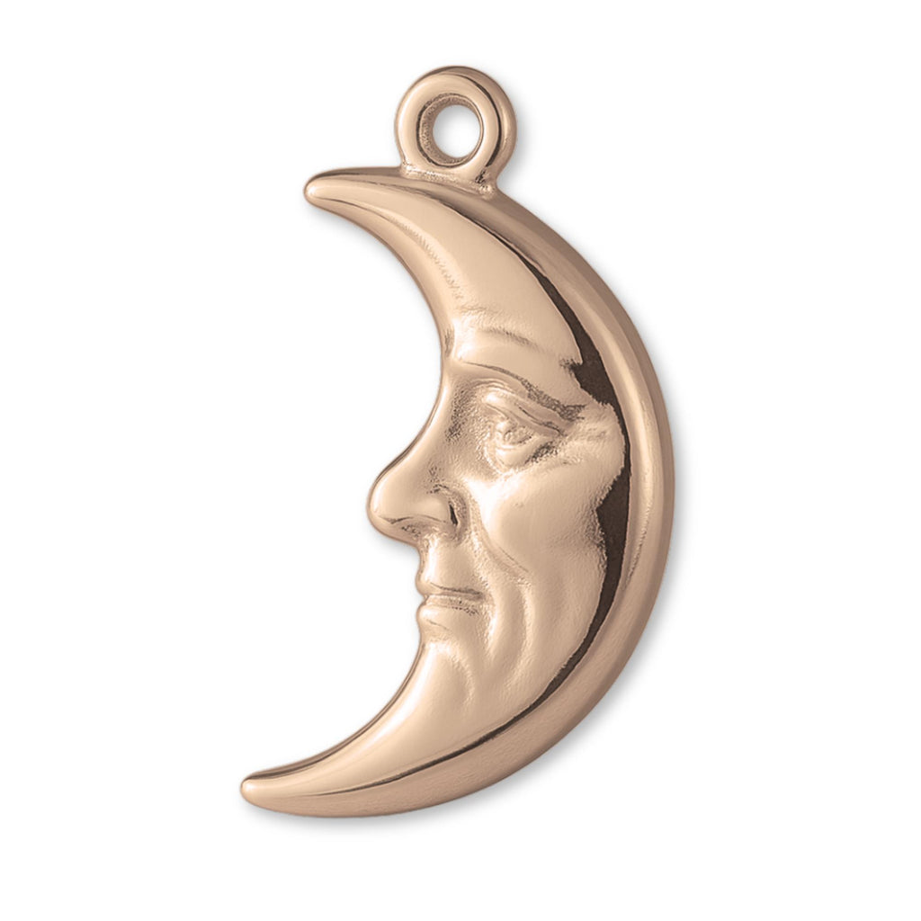 9ct Rose Gold - Sad Crescent Moon Charm