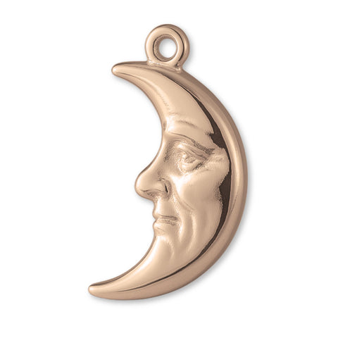 9ct Rose Gold - Sad Crescent Moon Charm