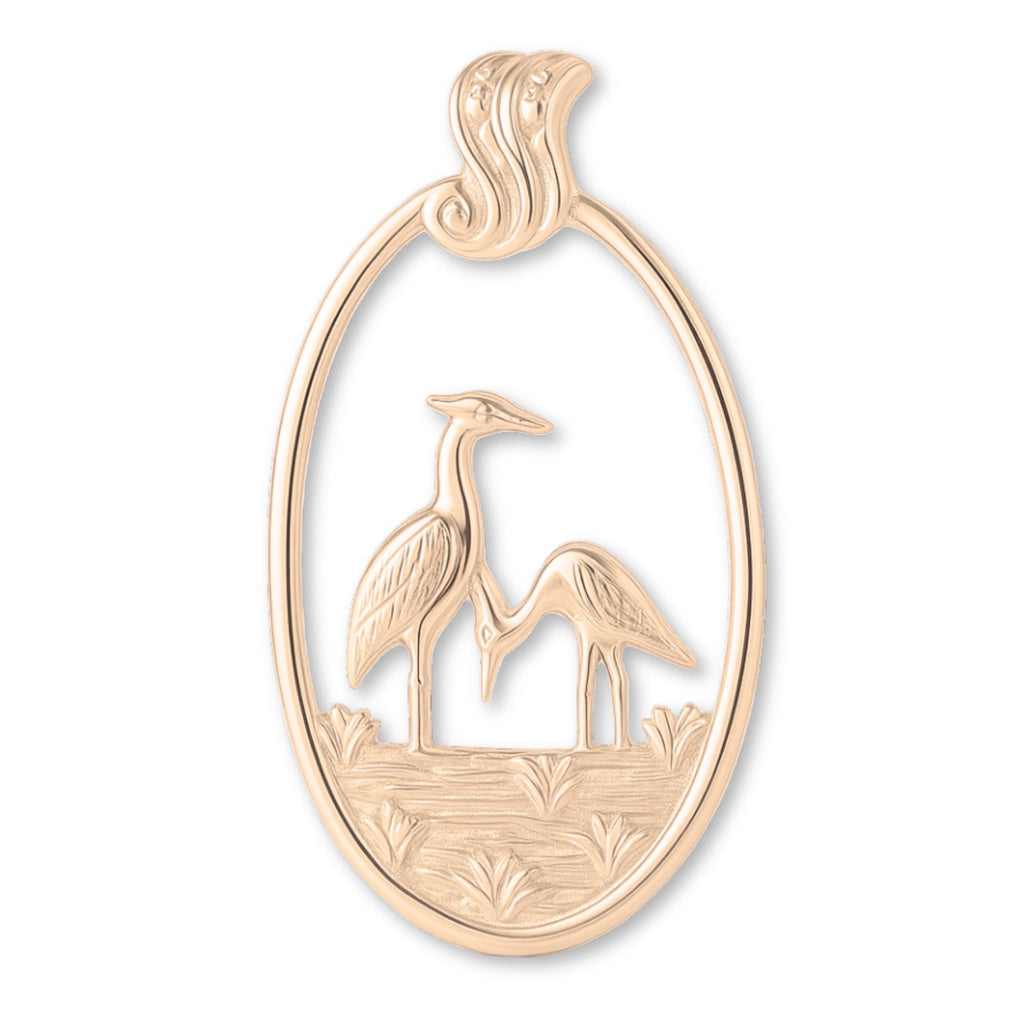 18ct Rose Gold - Wetlands Crane Birds Charm