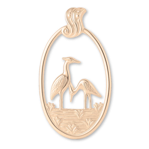 18ct Rose Gold - Wetlands Crane Birds Charm