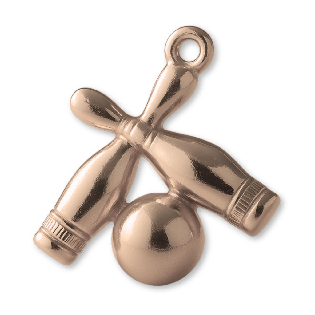 18ct Rose Gold - Bowling Ball and Pins Charm