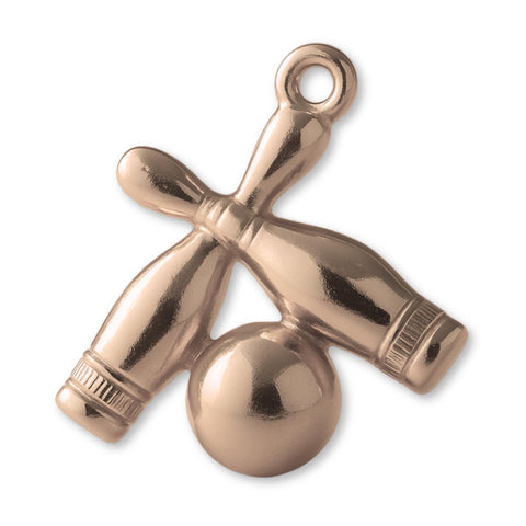 18ct Rose Gold - Bowling Ball and Pins Charm