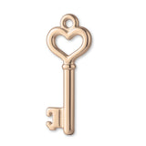 18ct Rose Gold - Heart Key Charm