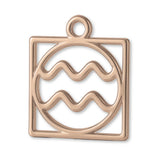 18ct Rose Gold - Aquarius Zodiac Square Charm