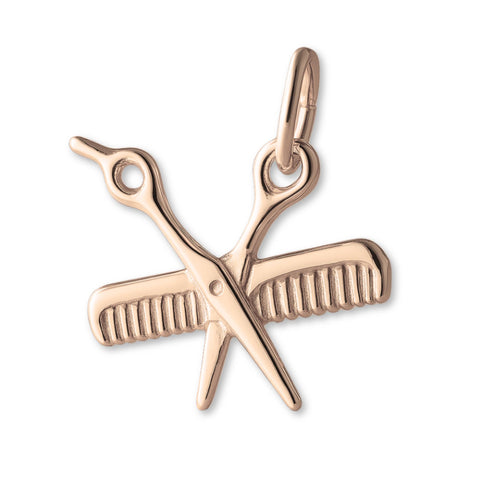 18ct Rose Gold - Scissors & Comb Charm