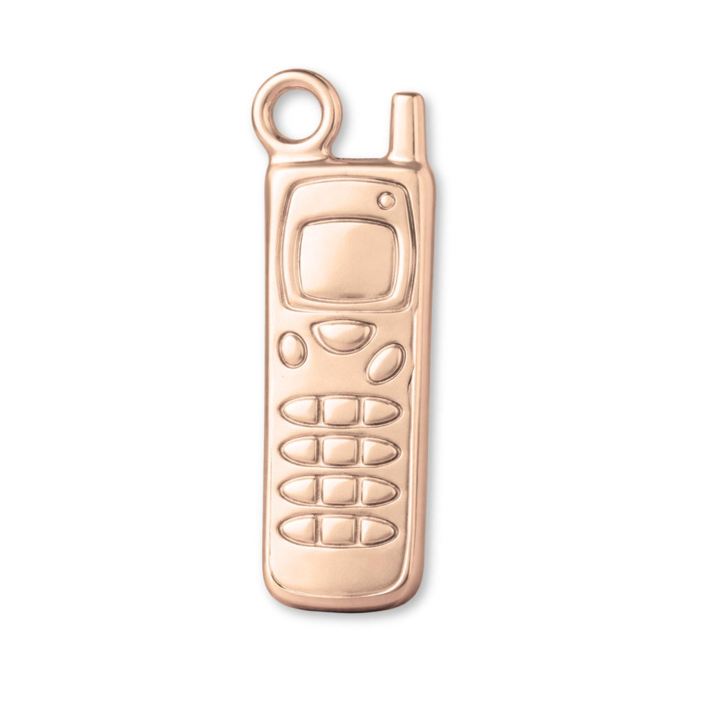 9ct Rose Gold - Retro Brick Phone Charm