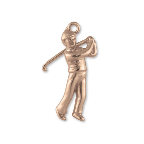 9ct Rose Gold - Golfer Swing Charm