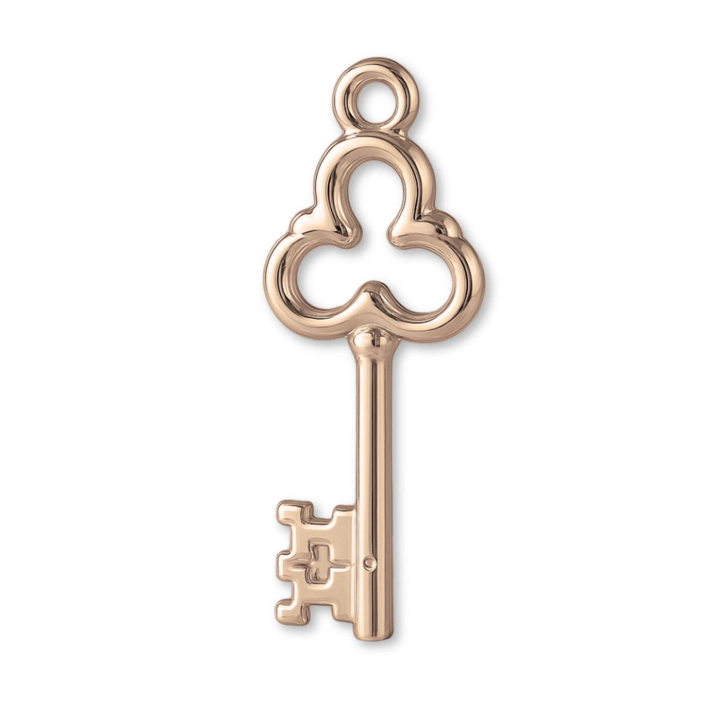 9ct Rose Gold - Clover Castle Key Charm