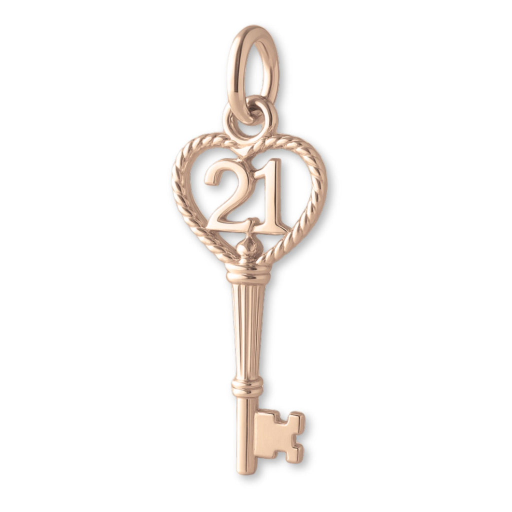 18ct Rose Gold - 21 Wreath Castle Key Charm