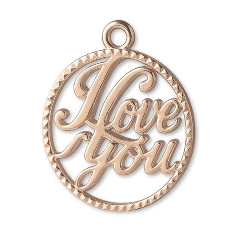 18ct Rose Gold - I Love You Openwork Charm