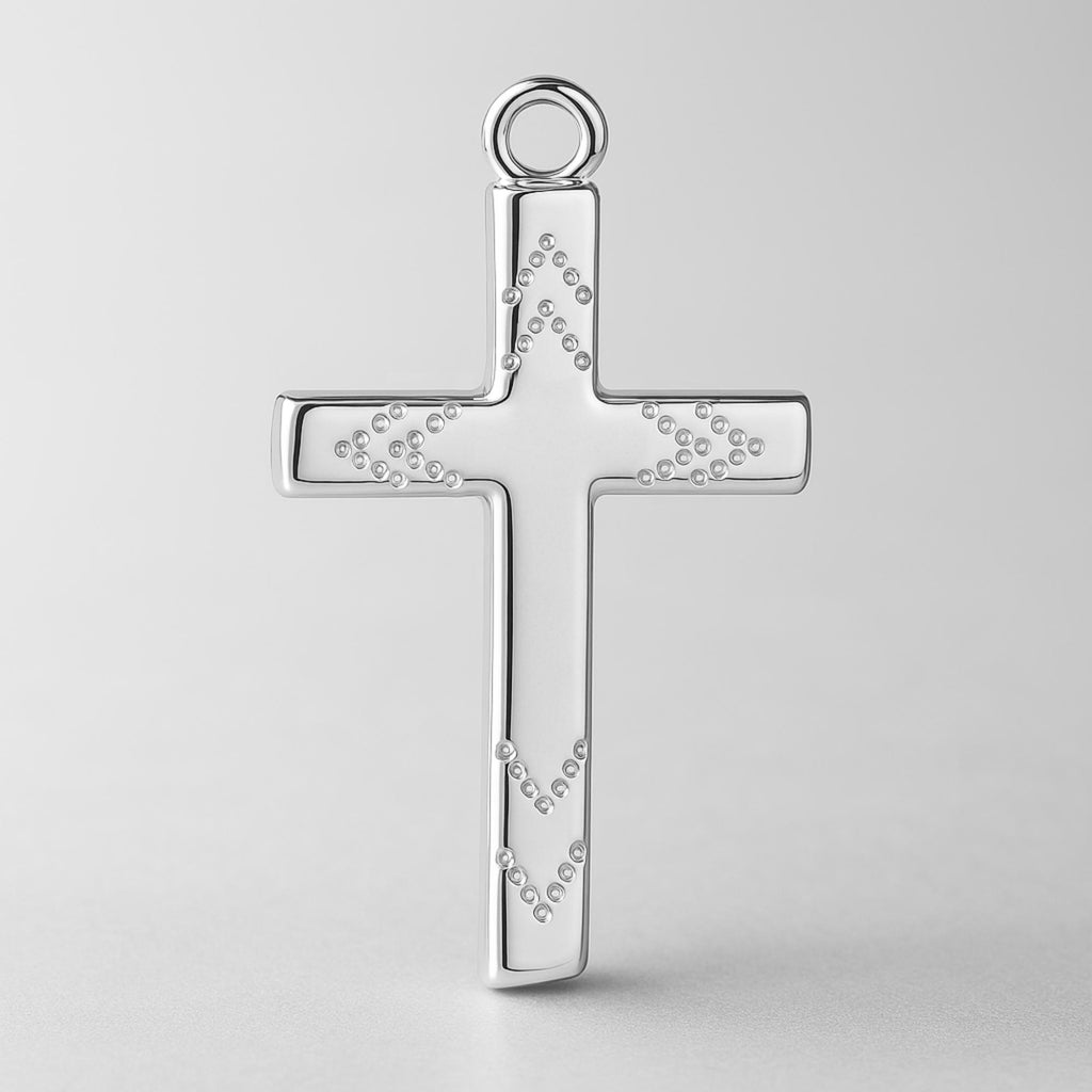 999 Pure Silver - Chevron Dot Crucifix Charm