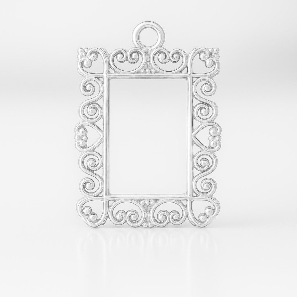 940 Argentium Silver - Heart Frame Charm