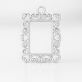 940 Argentium Silver - Heart Frame Charm