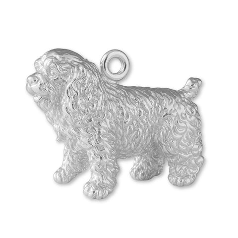 925 Sterling Silver - Curly Cocker Spaniel Dog Charm