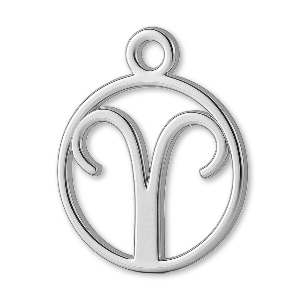 940 Argentium Silver - Aries Zodiac Round Charm