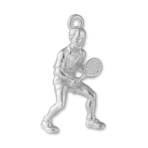 999 Pure Silver - Tennis Player Charm