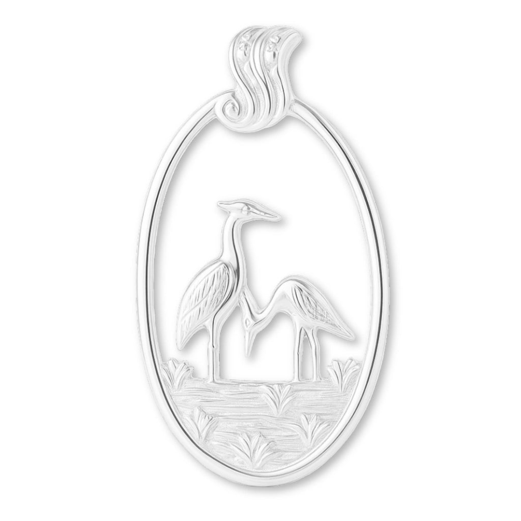 999 Pure Silver - Wetlands Crane Birds Charm