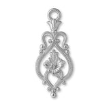 925 Sterling Silver - Floral Filigree Crest Charm