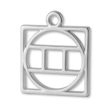 940 Argentium Silver - Gemini Zodiac Square Charm
