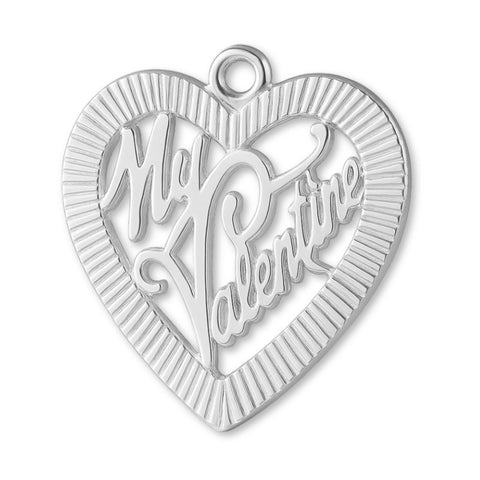 925 Sterling Silver - My Valentine Fluted Heart Charm