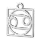 999 Pure Silver - Cancer Zodiac Square Charm