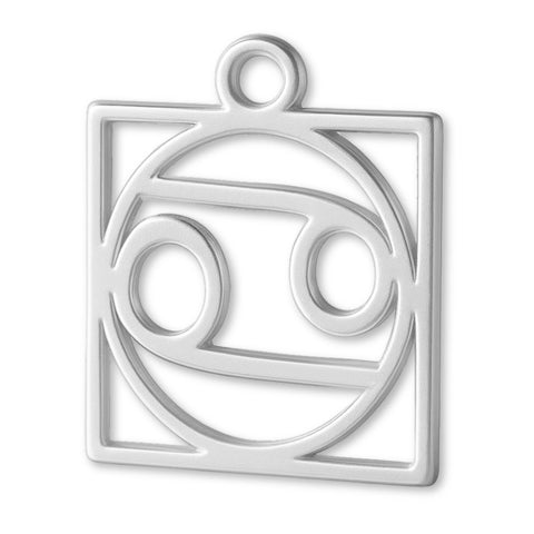 999 Pure Silver - Cancer Zodiac Square Charm