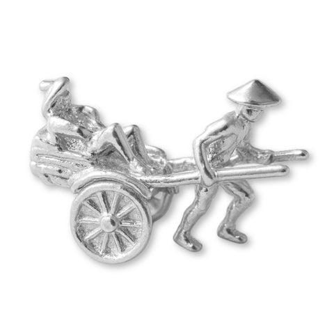 925 Sterling Silver - Rickshaw Cart Charm