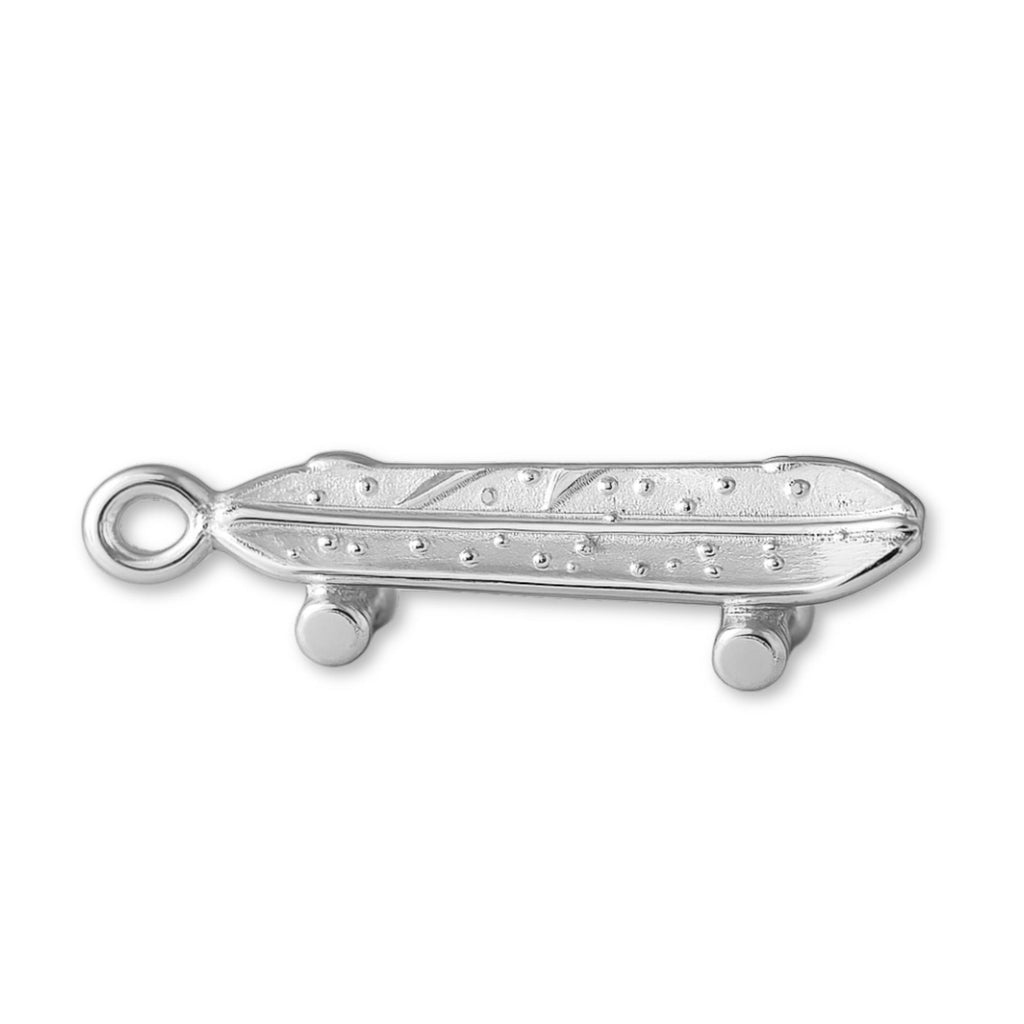 925 Sterling Silver - Battered Skateboard Charm