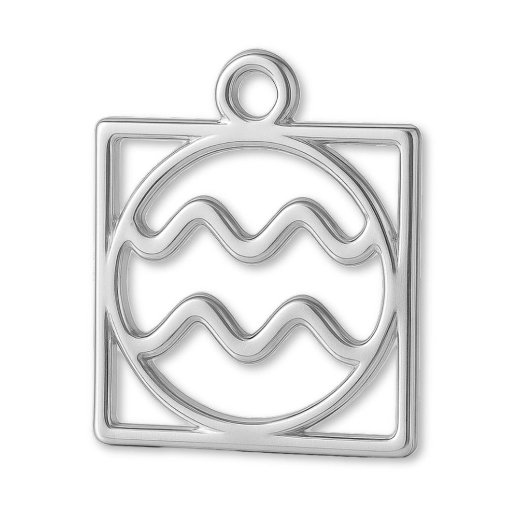 940 Argentium Silver - Aquarius Zodiac Square Charm