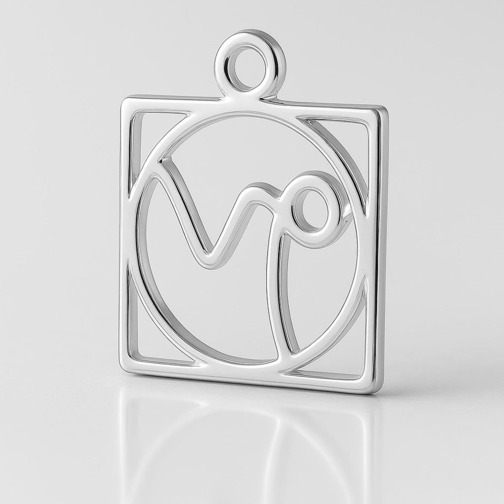 925 Sterling Silver - Capricorn Zodiac Square Charm