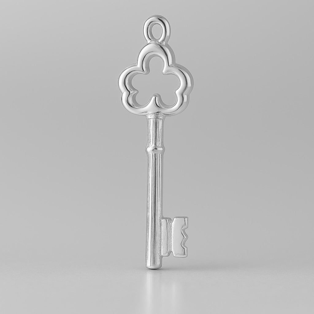940 Argentium Silver - Ornate Clover Castle Key Charm