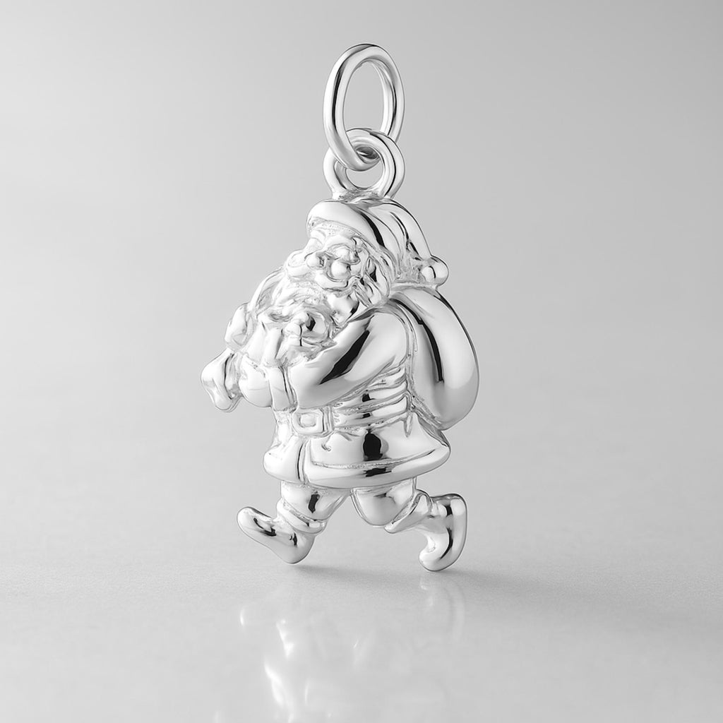 925 Sterling Silver - Walking Santa Claus Charm