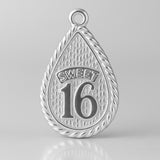 940 Argentium Silver - Sweet 16 Droplet Charm