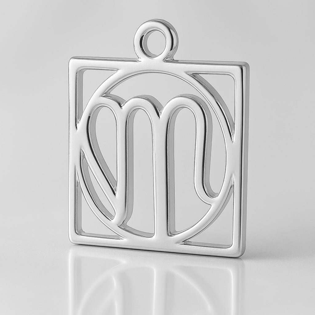925 Sterling Silver - Virgo Zodiac Square Charm