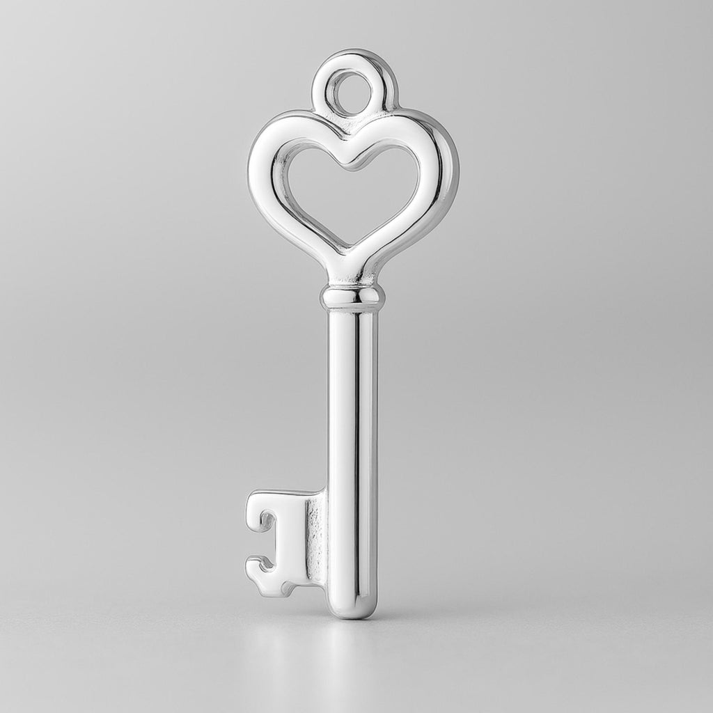 940 Argentium Silver - Heart Key Charm
