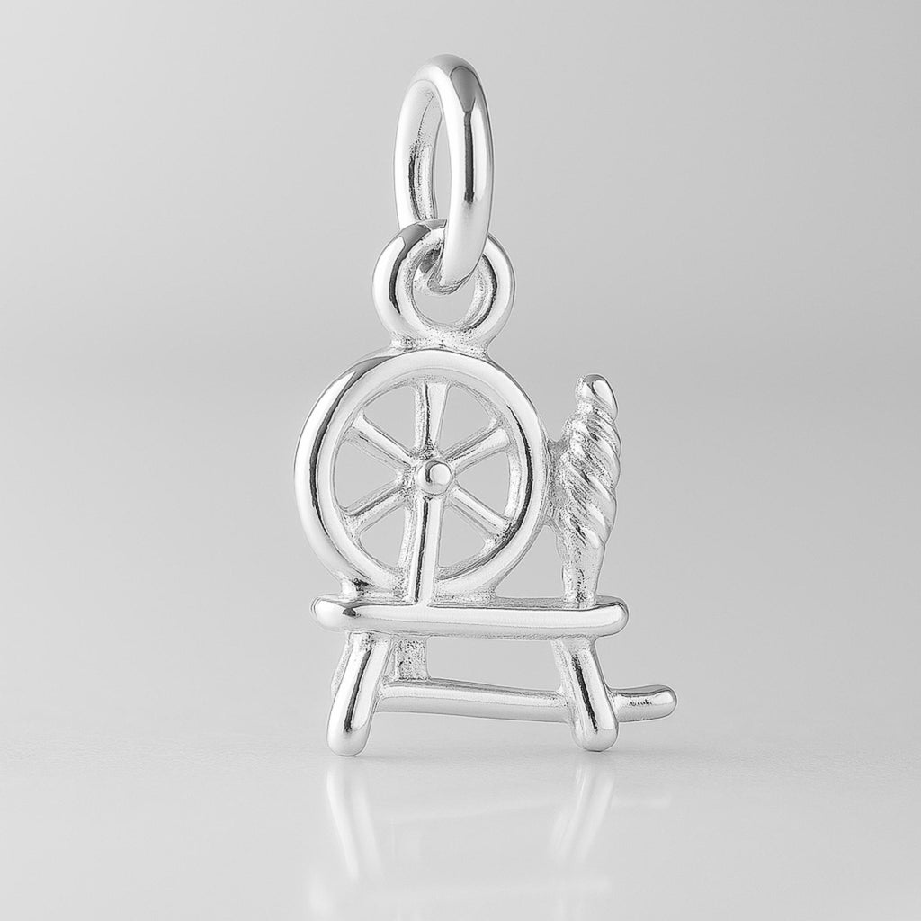 940 Argentium Silver - Mini Spinning Wheel Charm