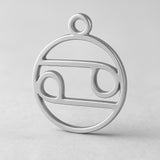 925 Sterling Silver - Cancer Zodiac Round Charm